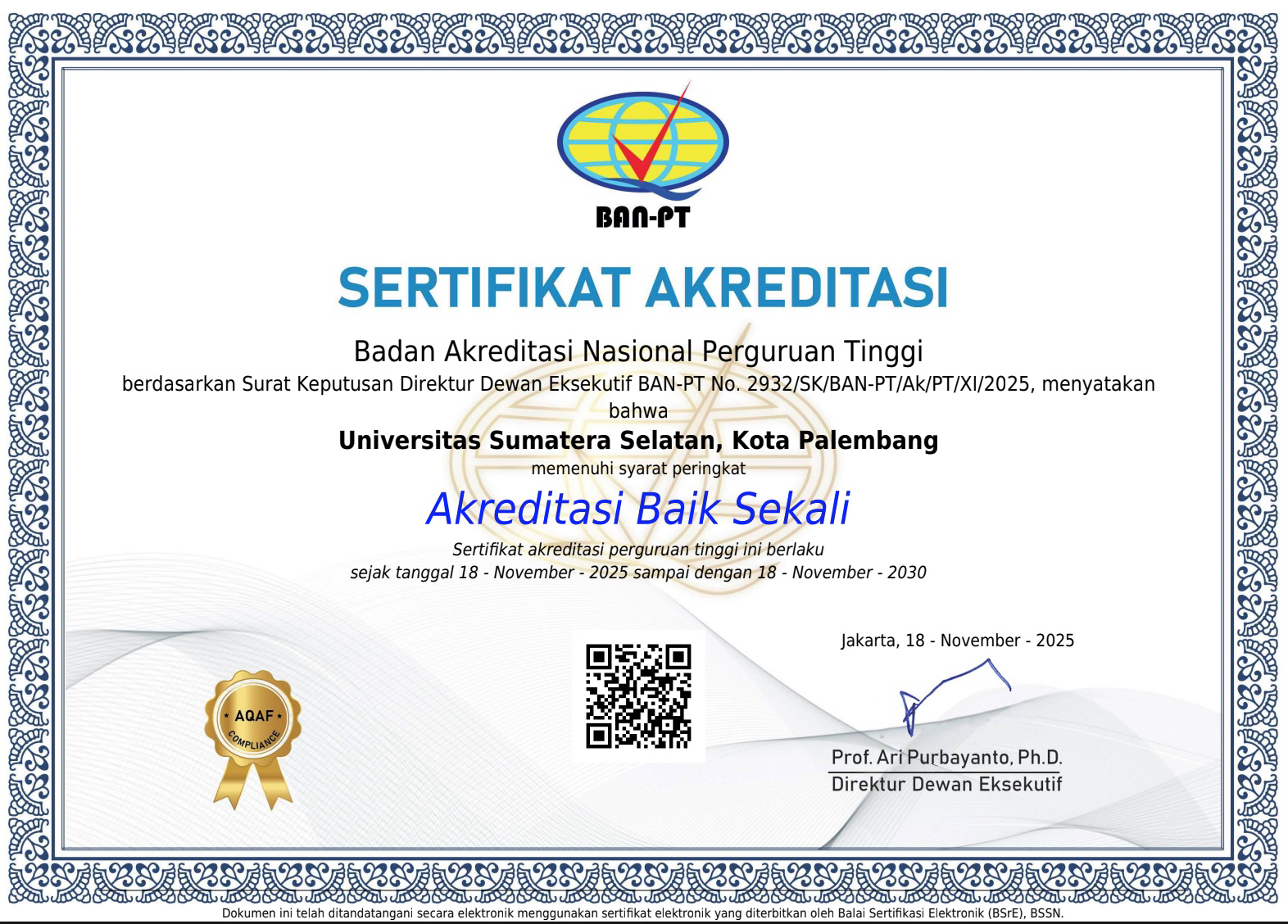 Akreditasi "Baik Sekali" BAN-PT, Bukti Nyata Komitmen USS sebagai Entrepreneur University